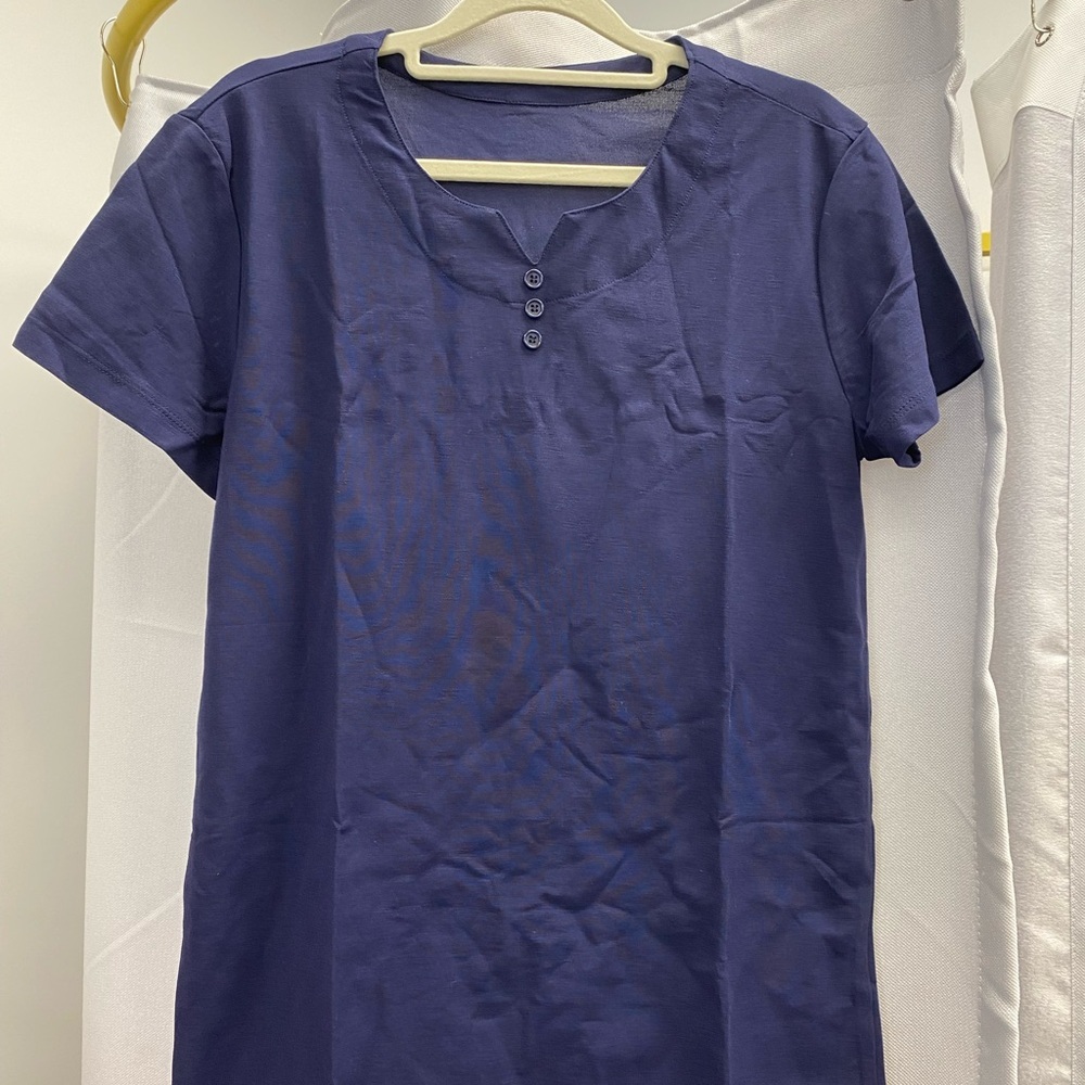 Navy Blue Short Sleeve Top
